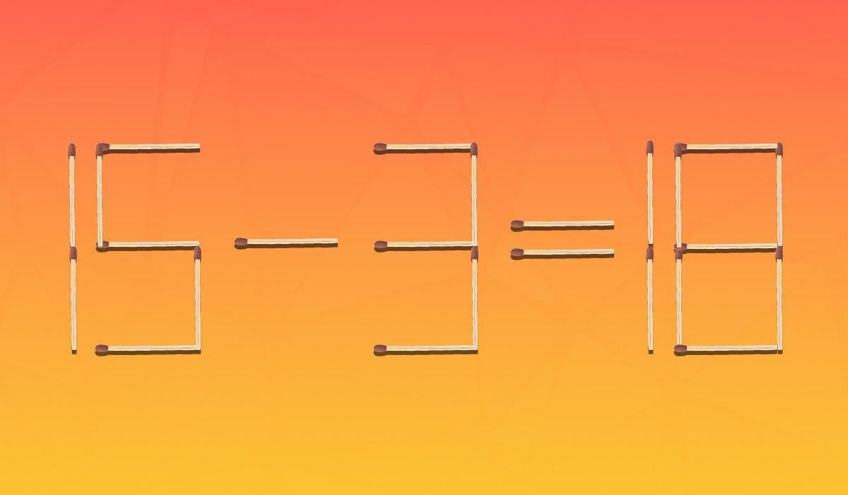 Du trenger bare å flytte 1 fyrstikk for å få likheten riktig: et problem for genier